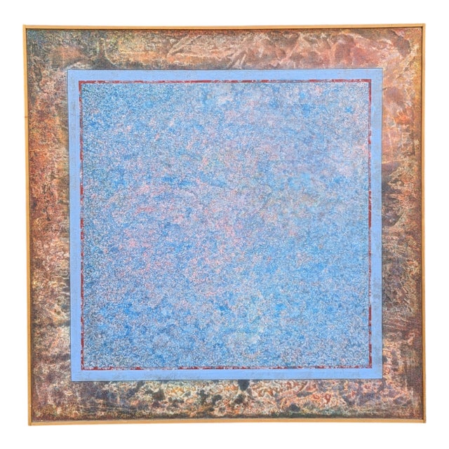 1980s Geometric Abstract Acrylic Painting on Canvas by B. Wilson "Spatter Series No. 2," Framed For Sale