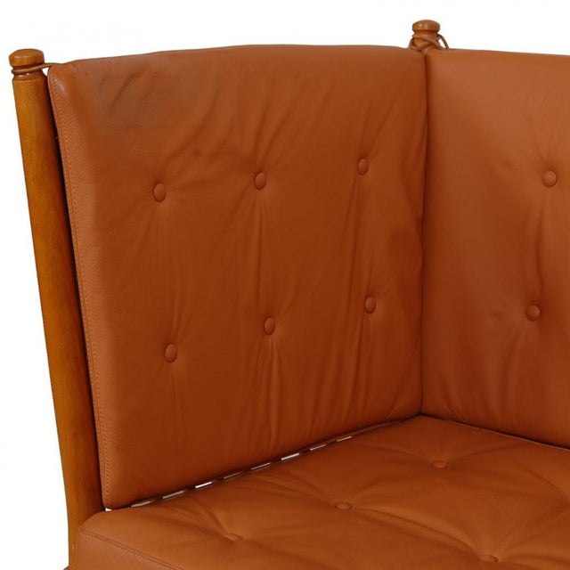 1960s Spoke-Back 2-Seater Sofa in Cognac Leather by Børge Mogensen, 1960s For Sale - Image 5 of 18