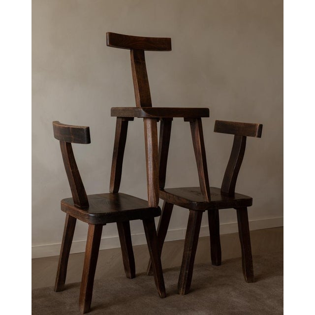 set of 3 vintage Aranjou “T” chairs, bold, minimal, and quietly sculptural. Made in France around the 1960s, these chairs...