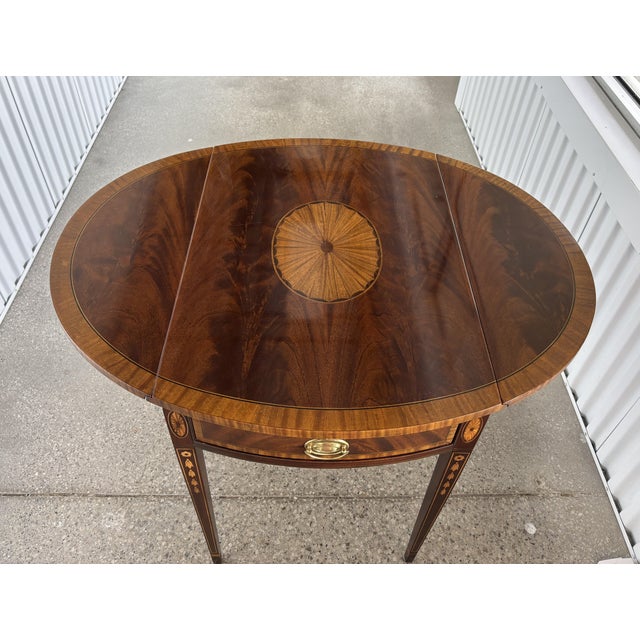 1980s Mahogany Hepplewhite Style Pembroke Table For Sale In Lexington, KY - Image 6 of 9