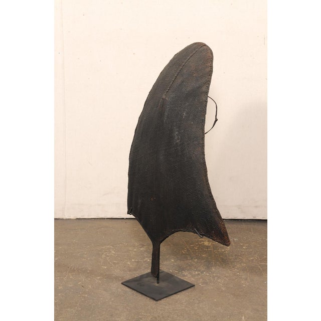 Mid 20th Century Nagaland Tribal Rain Shield on Custom Stand For Sale - Image 11 of 11