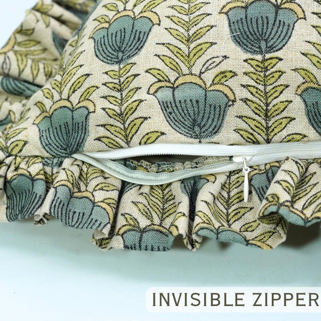 Decorative Frill Cushion Cover Soft Fabric Ruffle Pillow for Home Décor- 12x20 Lotus For Sale - Image 6 of 6