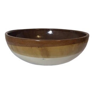 French Country Farmhouse Extra Large Antique Stoneware Mixing Bowl For Sale