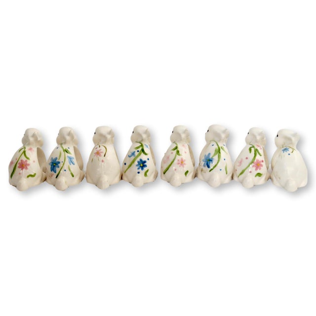 Ceramic Bunny Napkin Rings, Set of 8 Chairish