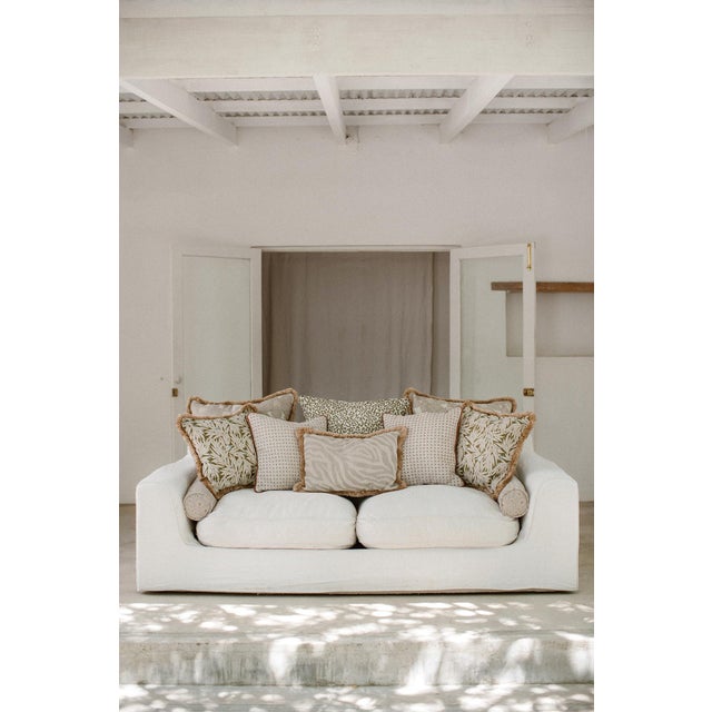 Textile Palais Double Sided Outdoor Cushion Michelle Ice X Amina Sand, 20x12 Inch For Sale - Image 7 of 8
