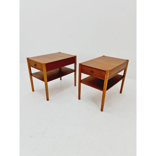Mid-Century Danish Teak and Oak Bedside Tables, 1960s, Set of 2 For Sale - Image 4 of 12