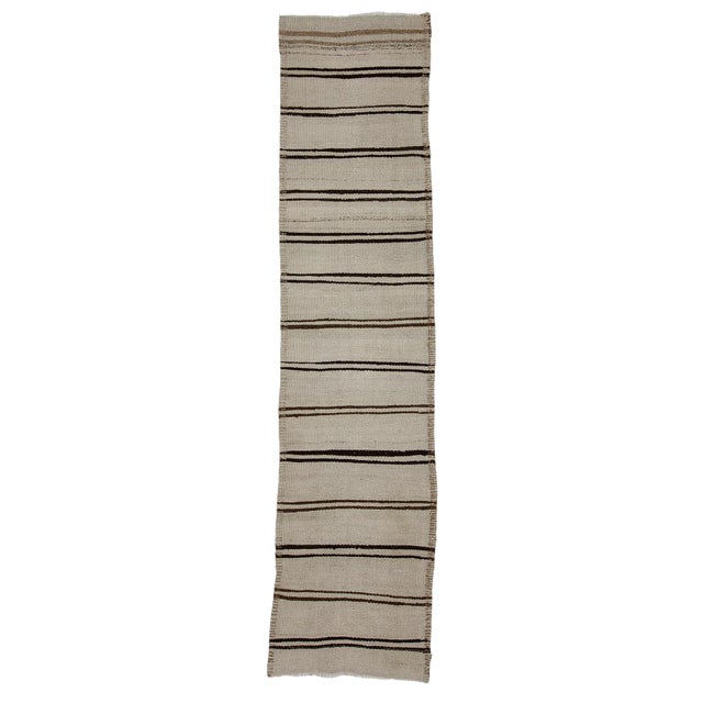 Vintage Natural Kilim Runner- 2′6″ × 10′6″ For Sale