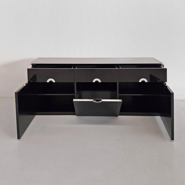 Modern Bar Sideboard in Black Laminate and Chrome by Mario Sabot, 1970s For Sale - Image 3 of 18