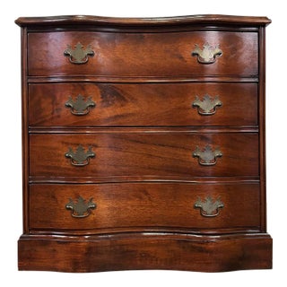 Vintage Mahogany Serpentine Chest W/ Leather Top For Sale