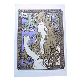 Vintage Poster Lithograph - Alphonse Mucha - "Job" Cigarette Papers - 15.5" X 20.5" For Sale