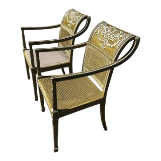 1930s or 40s French Provincial Scroll Arm Chair Pair Hollywood Regency Style For Sale