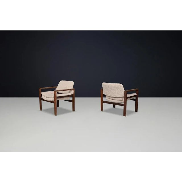 1960s Modern Scandinavian Oak Armchairs with Teddy Upholstery, Finland, 1960s, Set of 2 For Sale - Image 5 of 10