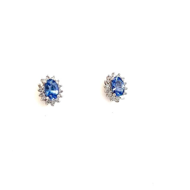 Natural Sapphire Diamond Earrings 14k White Gold 1.68 TCW Certified For Sale - Image 13 of 15