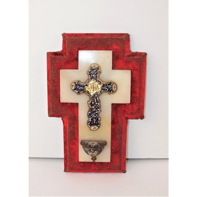 Mid 19th Century Antique Mid 19th Century French Marble and Cloisonne Hanging Holy Water Font For Sale - Image 5 of 5