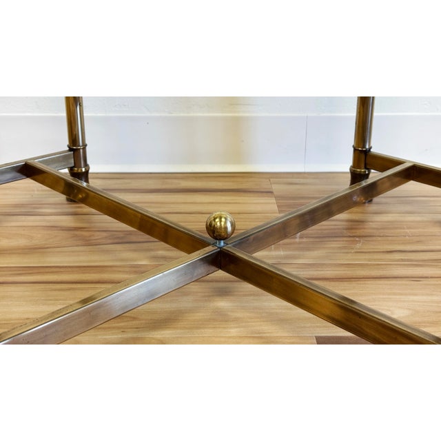 Vintage Smoked Glass and Brass Table For Sale - Image 10 of 12