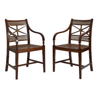 Neoclassical Mahogany and Canning Chairs, Set of 2 For Sale
