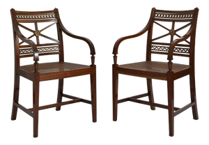 Neoclassical Mahogany and Canning Chairs, Set of 2