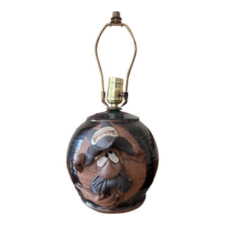 Vintage Mahon Made Stoneware Studio Pottery Cowboy Table Lamp For Sale