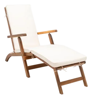 Palmdale Lounge Chair, Natural Wood/Beige Cushion