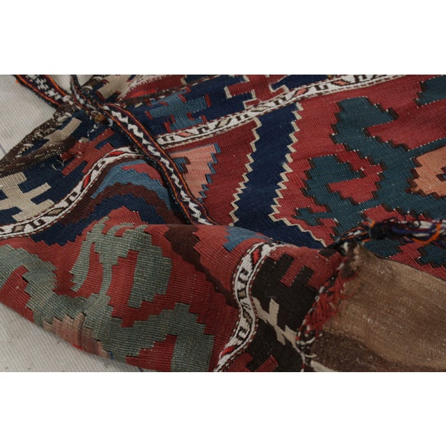 1920s Antique Russian Tribal Bag Kilim With Geometric Patterns - Rug & Kilim For Sale - Image 5 of 8