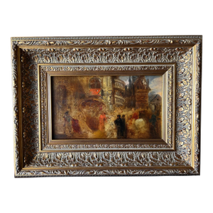 Antique 19th. Century Oil Painting, Follower of Richard Parkes Bonington, Good Friday Procession, Impressionism, Normandy or Venice, Framed