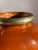 Orange Glazed Pottery Vase With Metal Trim For Sale - Image 8 of 8