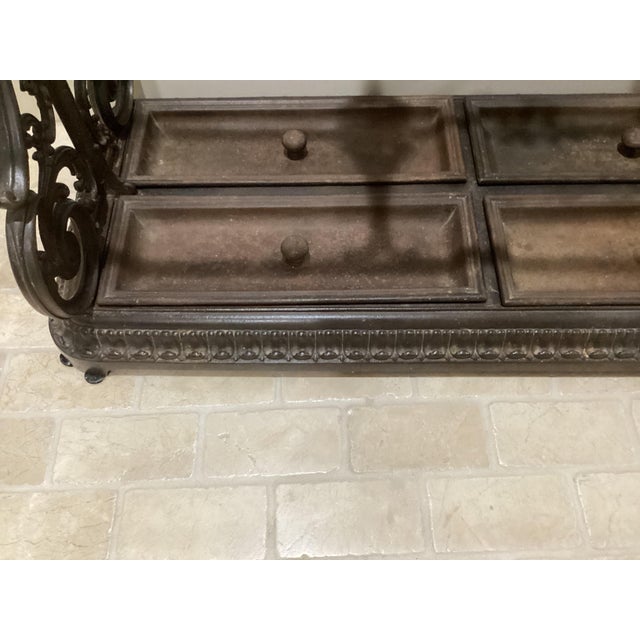 Black Victorian Rococo French-Inspired Scrollwork Cast Iron Umbrella Stand 1800’s Rare Originally From an Expensive Hotel in the 1800’s For Sale - Image 8 of 11