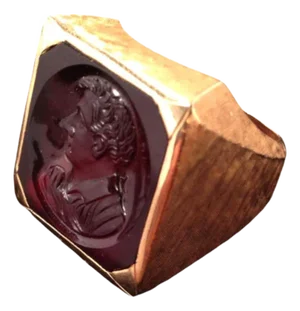 Gold Men's Ring With Intaglio Portrait in Carnelian, Size 8