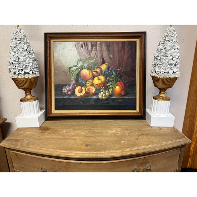 Paint 1940s Fruit Still Life Oil Painting For Sale - Image 7 of 9