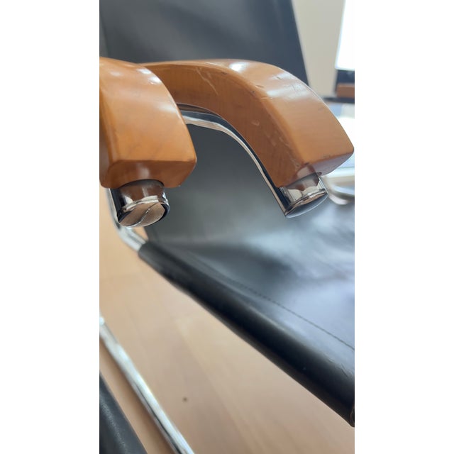 Pair of Early Marcel Breuer B35 Bauhaus Lounge Chairs in Black Leather For Sale - Image 9 of 11