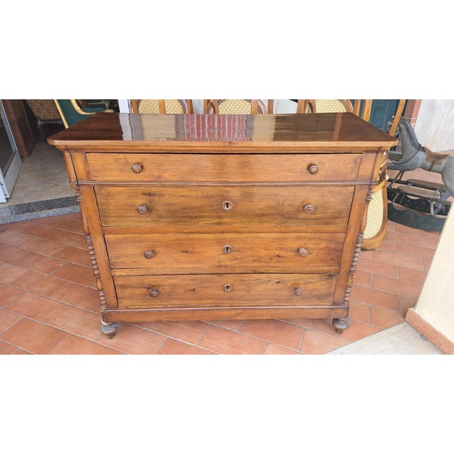 Italian Chest of Drawers in Walnut For Sale - Image 6 of 6