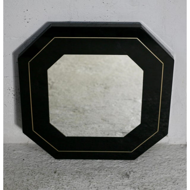 Black Lacquered Wood & Brass Edging Octagonal , 1970s For Sale - Image 9 of 12