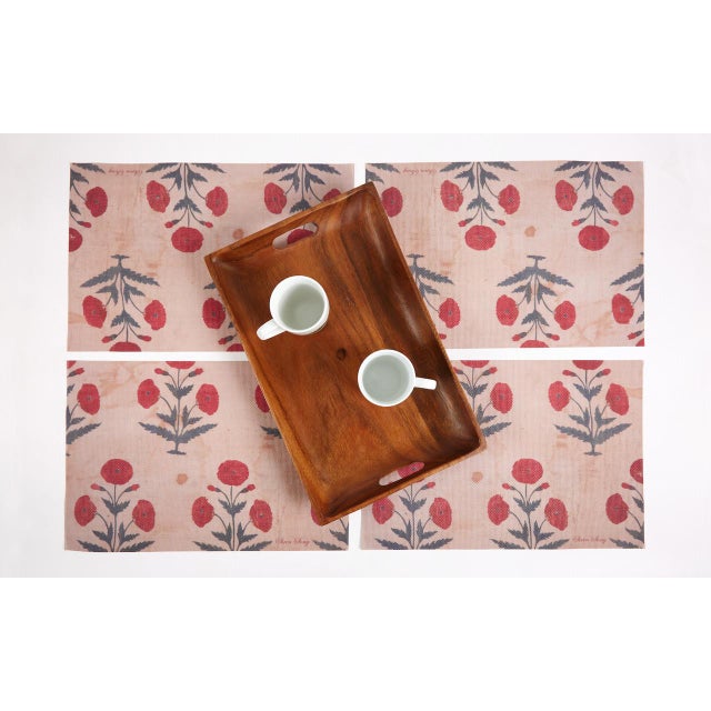 2020s Red Poppy Vinyl Placemat, Set of 4 For Sale - Image 5 of 5