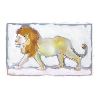 Always a Leo - Figurative Lion Painting on Paper Original Artwork by Kellie Newsome For Sale