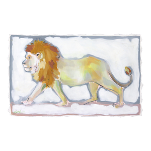 Always a Leo - Figurative Lion Painting on Paper Original Artwork by Kellie Newsome