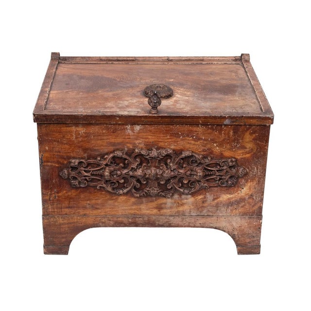 Antique Strongbox with Faux Wood Print Decor, Holland, 1880s For Sale - Image 3 of 10