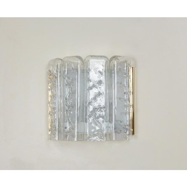 Vintage Brass and Ice Glass Wall Sconces from Doria, 1960s, Set of 2 For Sale - Image 3 of 10