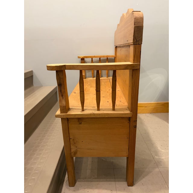 English Antique English Pine Bench W/ Storage For Sale - Image 3 of 10