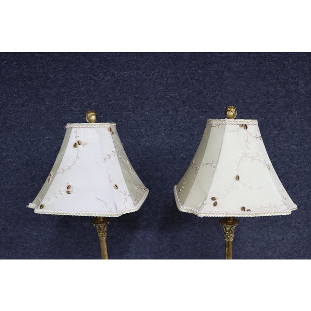 Late 20th Century Gold Gilt-Stick Lamps/Pair For Sale - Image 5 of 13
