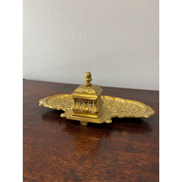 Antique French Brass Inkwell For Sale - Image 4 of 8