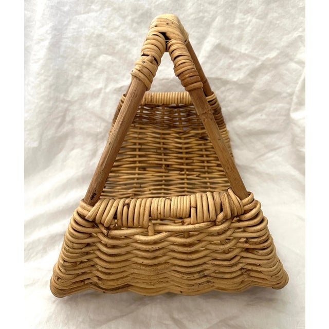 Farmhouse Vintage Woven Rattan Firewood Basket For Sale - Image 3 of 5