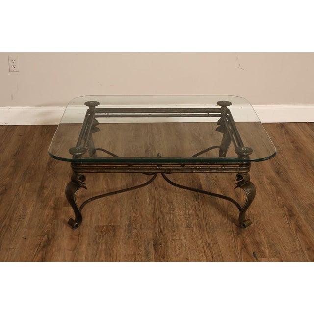 Neoclassical Style Iron And Glass Coffee Table For Sale - Image 15 of 18
