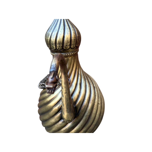Heavy Gauge Fluted Brass Pitcher For Sale - Image 14 of 16
