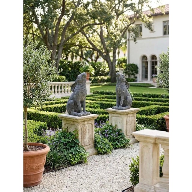 Dark Gray A Pair of Vintage Cast Iron "Moon Gazing" Hares For Sale - Image 8 of 8