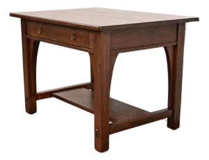 Limbert Antique Mission Oak Arts & Crafts Desk or Library Table, Newly Refinished