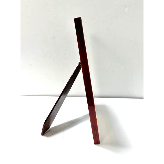 Burgundy Vintage Brass Inlay Seashell Picture Frame – Coastal Clamshell Decor For Sale - Image 8 of 9