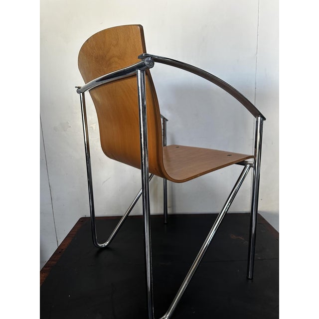 Wood Vintage Chrome and Beech Dining Chair in Bentwood, 1990s For Sale - Image 7 of 17