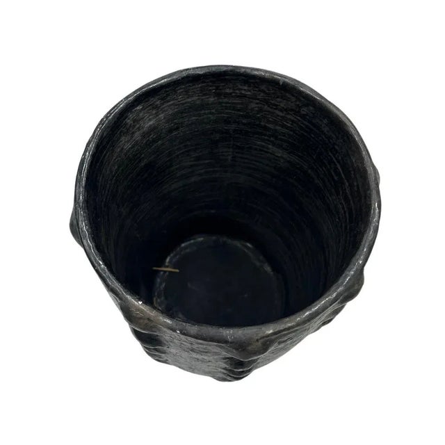 2010s Sejnane Cylindrical Clay Bumpy Vessel - Dark Large For Sale - Image 5 of 5