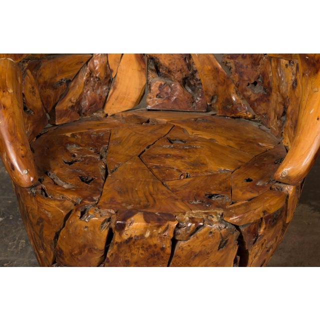 Rustic Vintage Pair of Root Wood Armchairs with Wraparound Backs For Sale - Image 10 of 12
