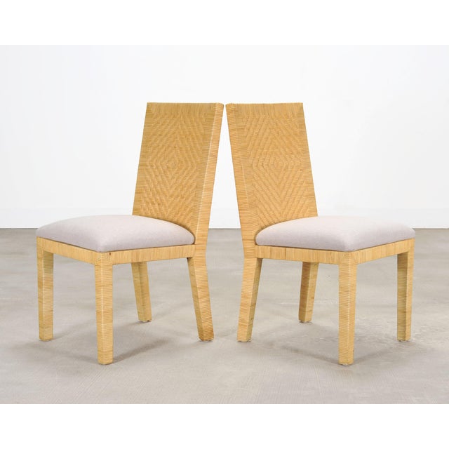 Set of Six Woven Vegan Leather Dining Chairs by Budji Layug For Sale In Sacramento - Image 6 of 17